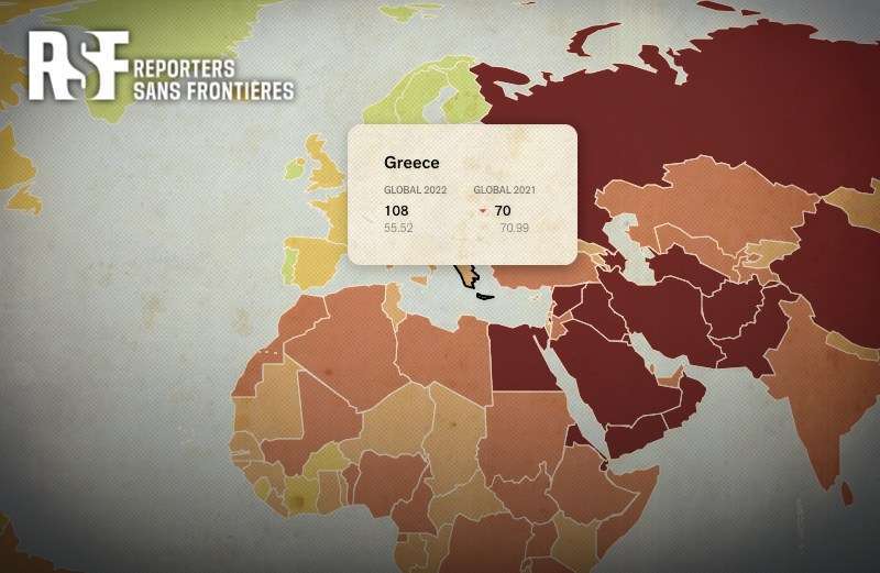 Ελευθερία του Τύπου: «Έπιασε πάτο» η Ελλάδα - «Βούλιαξε» στην 108η θέση σε σύνολο 180 χωρών // Xαμηλότερα απ' όλες τις χώρες της Ευρώπης