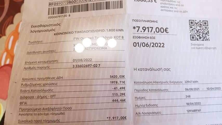 Ασύλληπτο: Λογαριασμός ρεύματος 7.817€ σε υγειονομικό σε αναστολή!