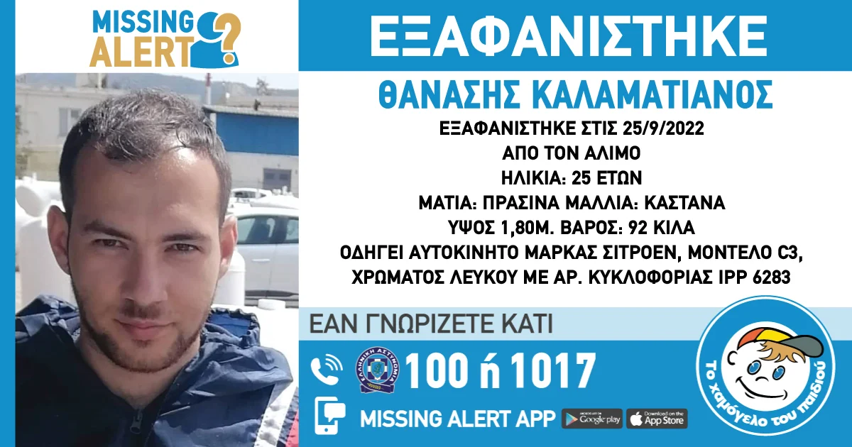 Χαμόγελο του Παιδιού: Συναγερμός για την εξαφάνιση 25χρονου στον Άλιμο