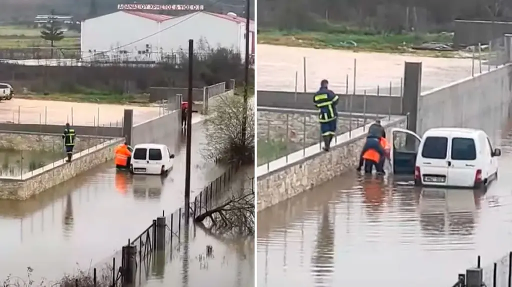 Ηγουμενίτσα: Πυροσβέστης απεγκλώβισε οδηγό σηκώνοντας τον στα χέρια(βίντεο)