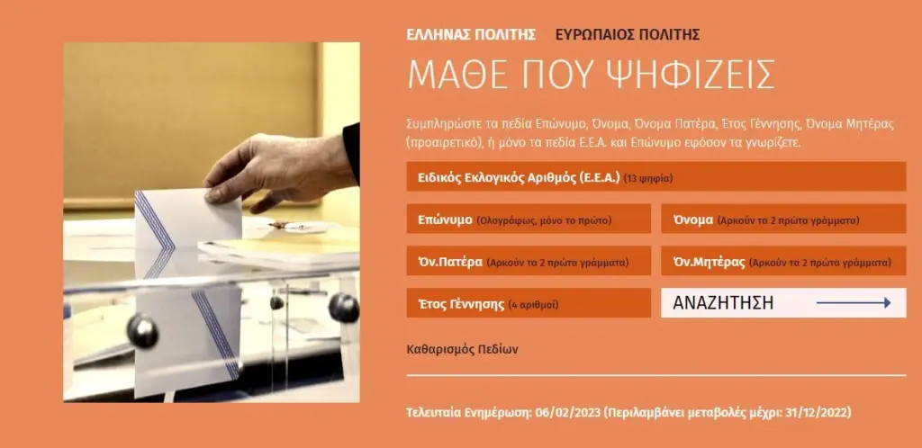 Εκλογές 2023: Ανανεώθηκαν οι εκλογικοί κατάλογοι-Έτοιμη η εφαρμογή του ΥΠΕΣ, «Μάθε που ψηφίζεις»
