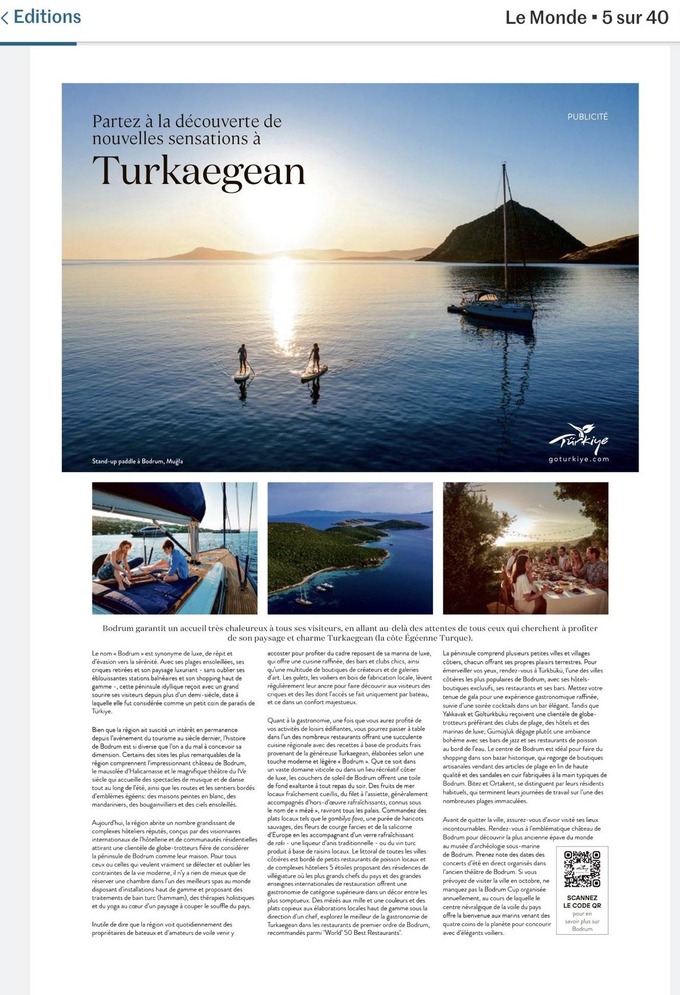 Κυβερνητική απραγία με ολέθριες συνέπειες : Ολοσέλιδη διαφήμιση Turkaegean στην Le Monde