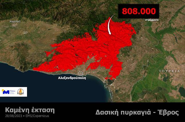 Έβρος: 808.000 τα καμένα στρέμματα – Νέα δορυφορική απεικόνιση της καταστροφής