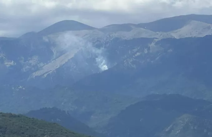 Φωτιά στον Όλυμπο σε δύσβατη περιοχή στην Καρυά Ελασσόνας