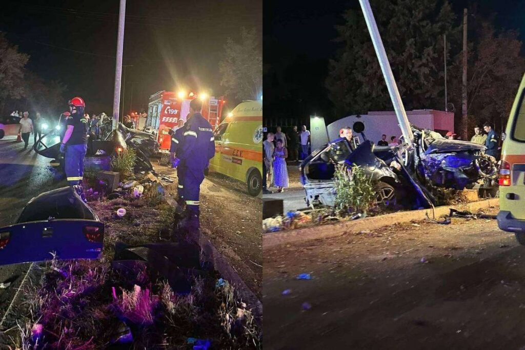 Tροχαίο στο Ωραιόκαστρο: IX «καρφώθηκε» σε κολώνα – Δύο σοβαρά τραυματισμένοι (φωτο)