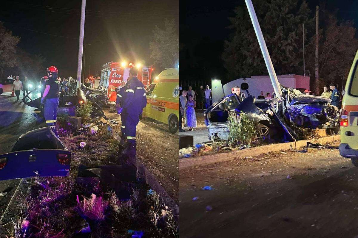 Tροχαίο στο Ωραιόκαστρο: IX «καρφώθηκε» σε κολώνα - Δύο σοβαρά τραυματισμένοι (φωτο)