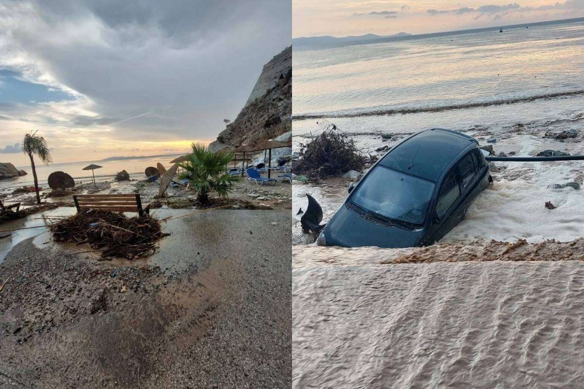 Ηράκλειο: Πλημμύρα στο Παλαιόκαστρο – Ζημιές και παράσυρση αυτοκινήτων (video)