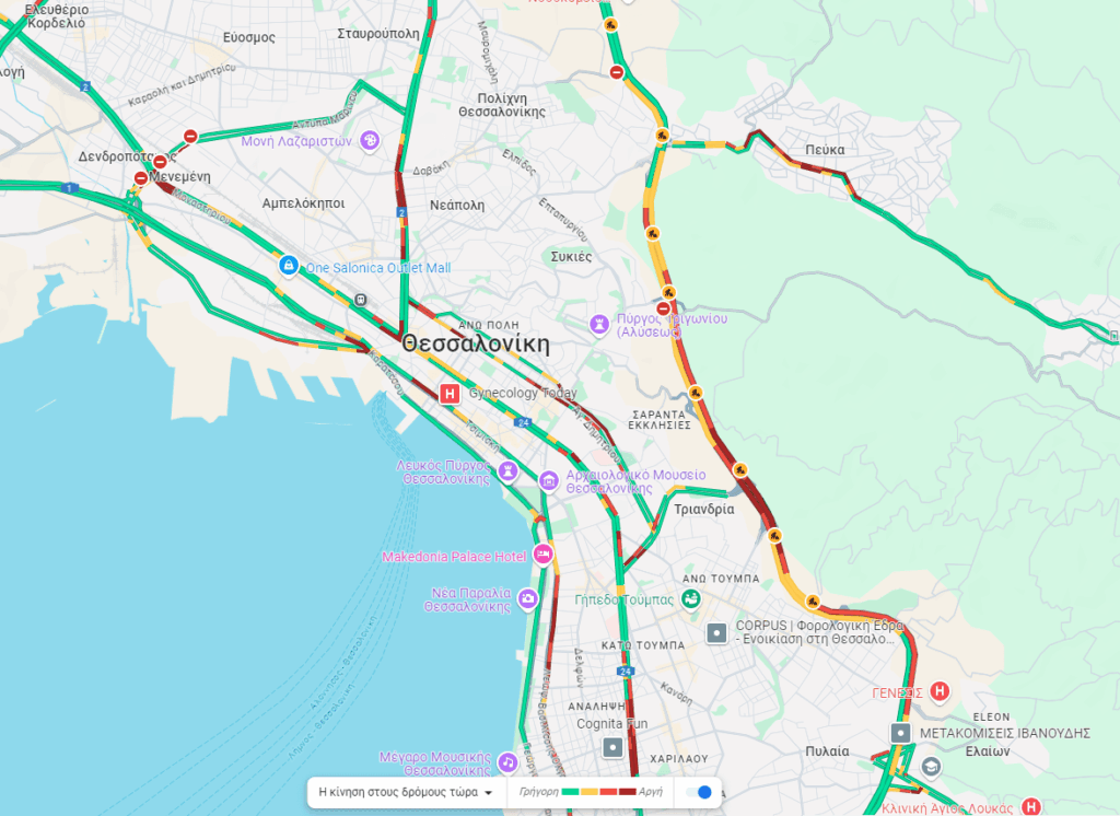 Θεσσαλονίκη: Μποτιλιάρισμα στον Περιφερειακό μετά από τριπλή καραμπόλα Ι.Χ.