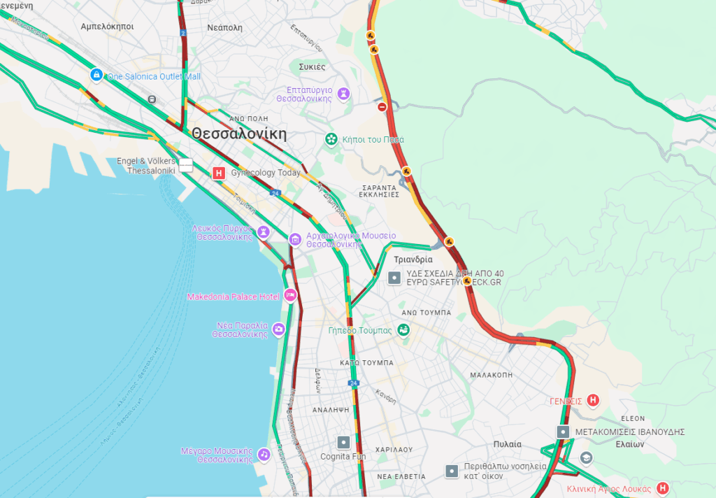 Θεσσαλονίκη: Μεγάλο μποτιλιάρισμα στον Περιφερειακό – Χαμός στο κέντρο από κίνηση