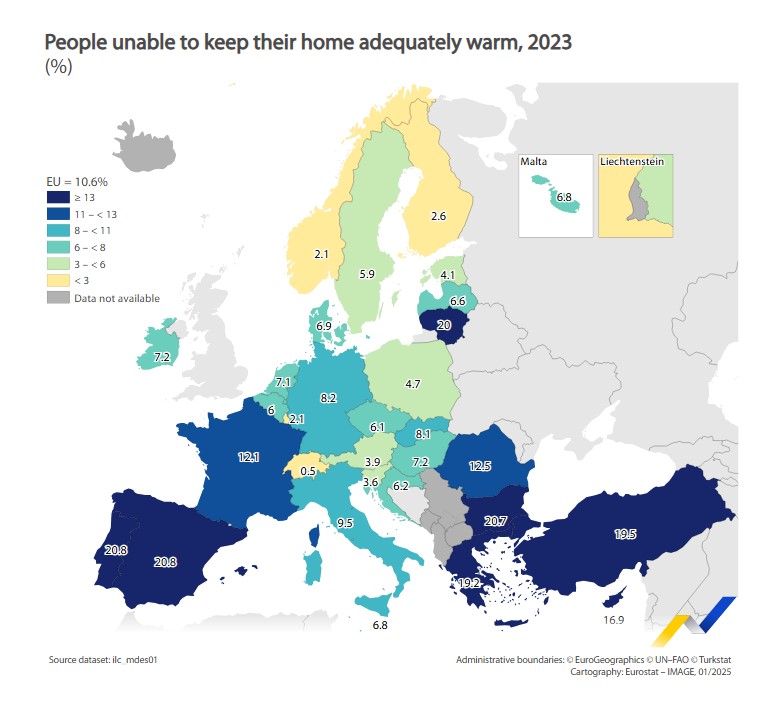 Eurostat: 1 στους 5 Έλληνες κρυώνει σπίτι του – Στην πεντάδα της ενεργειακής φτώχειας η χώρα μας