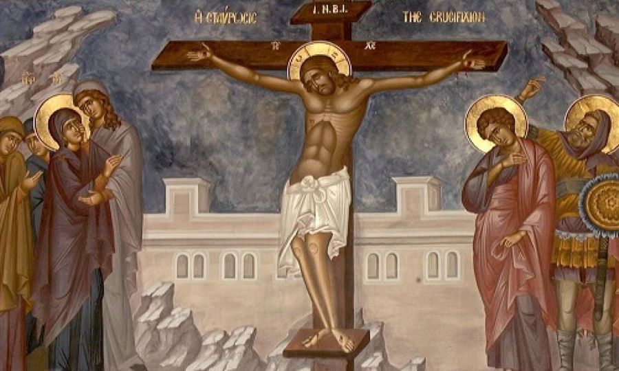 Σήμερον κρεμάται επί ξύλου ο εν ύδασι την γην κρεμάσας…