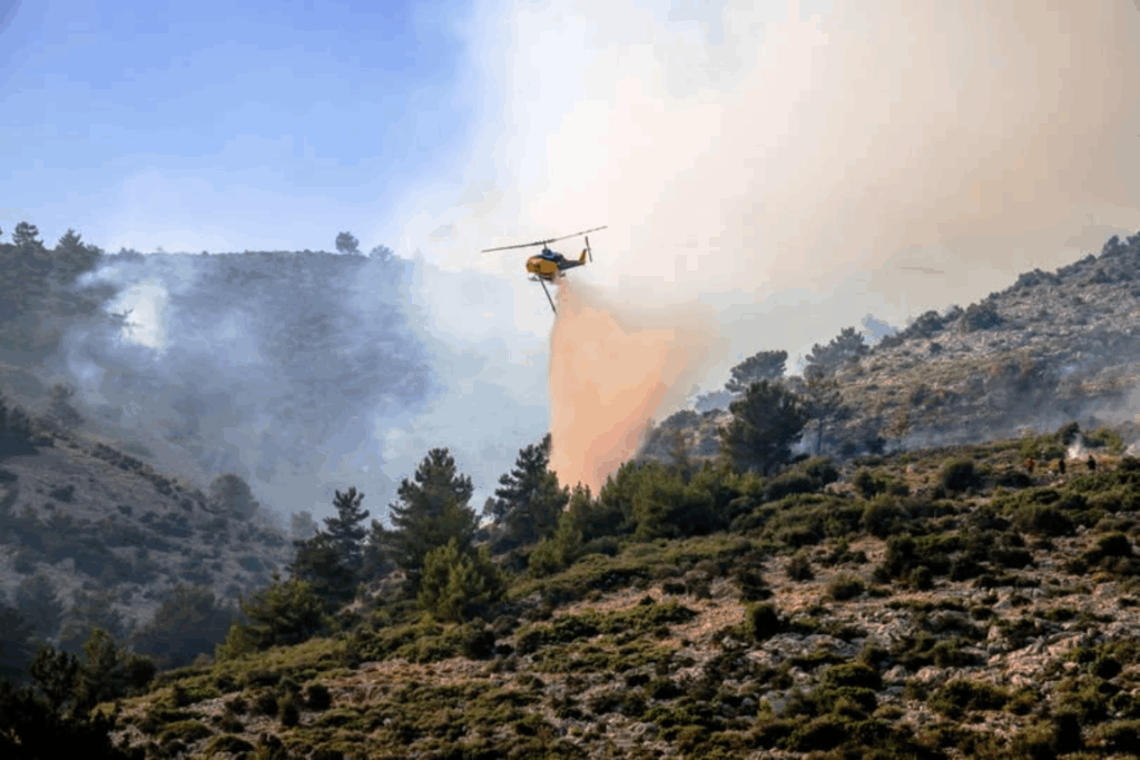 Σε ύφεση η πυρκαγιά ανάμεσα σε Παλαιά Φώκαια Αττικής και Θυμάρι