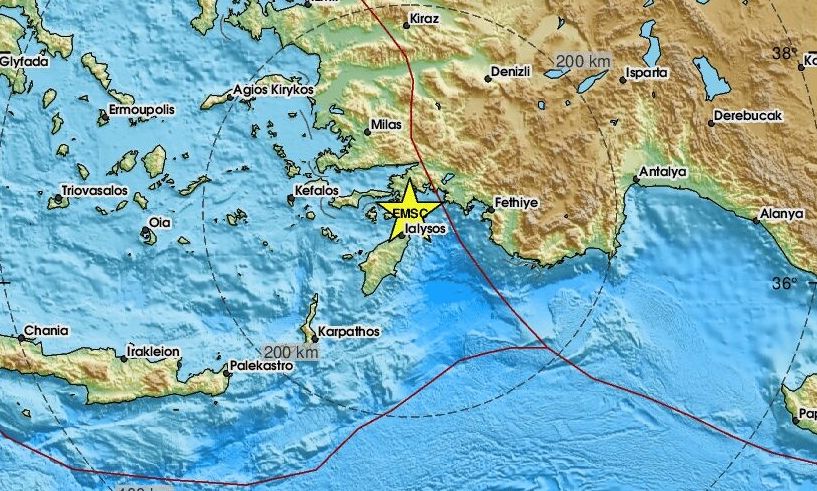 Νέος δυνατός σεισμός ανοιχτά της Ρόδου