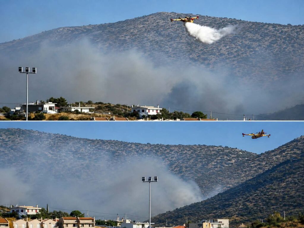 Φωτιά στον Κουβαρά Αττικής: Εκκενώθηκε ο Άγιος Στυλιανός