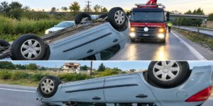Θεσσαλονίκη: Ανατροπή ΙΧ στην Εθνική Οδό Μουδανιών με τραυματισμό